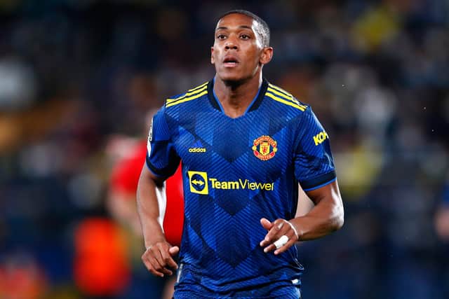 Anthony Martial of Manchester United looks on during the UEFA Champions League group F match between Villarreal CF and Manchester United at Estadio de la Ceramica on November 23, 2021 in Villarreal, Spain.