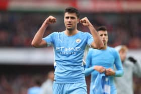 Rodri celebrates Manchester City’s win at Arsenal. Credit: Getty.