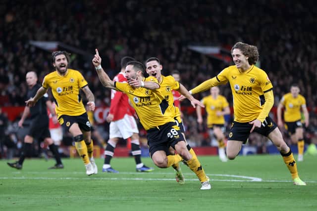 Joao Moutinho’s late strike sealed all three points for Wolves. Credit: Getty.