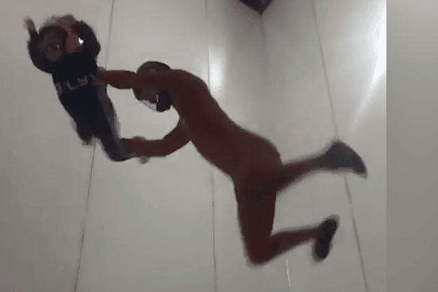 Violet Pedder takes on the skydive wind tunnel in Manchester Credit: SWNS