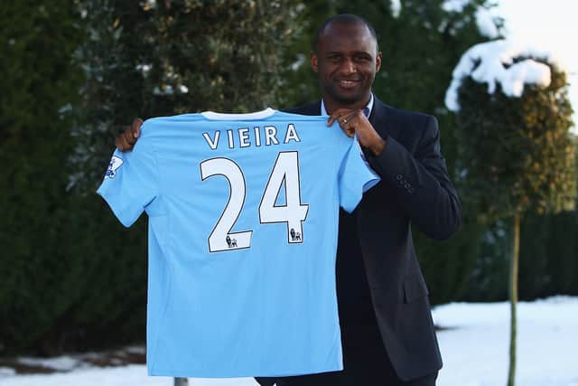 Patrick Vieira signs for Manchester City Credit: Getty