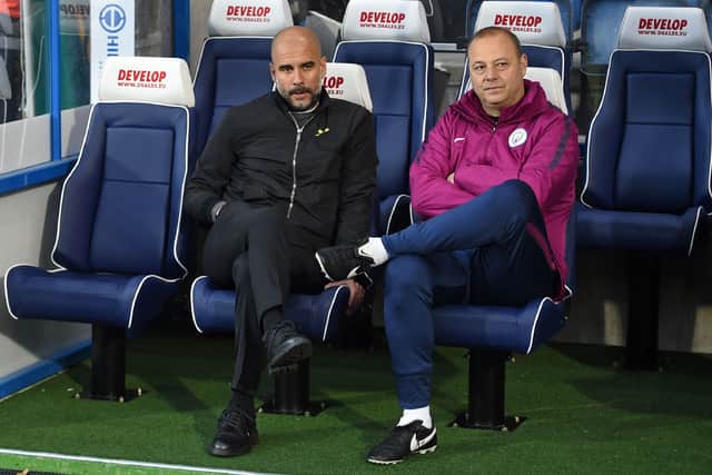 Borrell pictured with Guardiola in 2017. Credit: Getty.