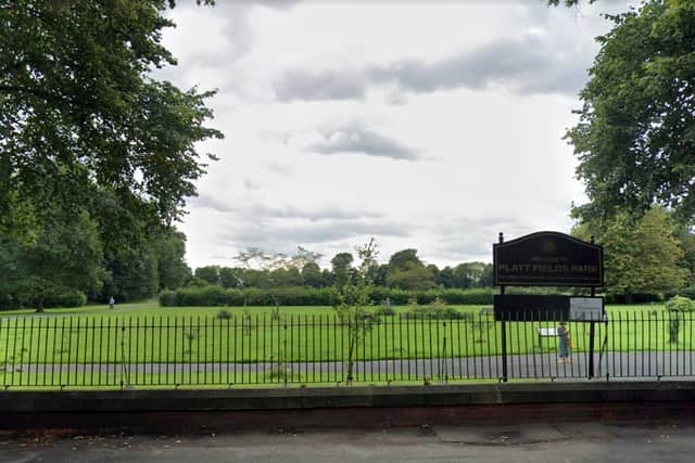 Platt Fields Park in Wilmslow Road, Manchester.  Credit: Google Maps