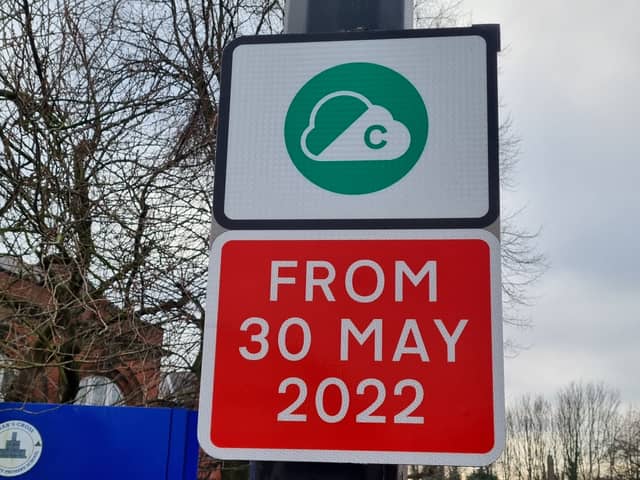 A sign for the Clean Air Zone in Wigan. Photo: Andrew Nowell/JPIMedia