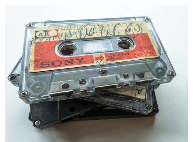 <p>A stack of the Tape Letters cassettes bearing messages British-Pakistani families prepared for their relatives</p>