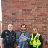  PC Challenor and PC McDonald with the baby’s father Credit: GMP