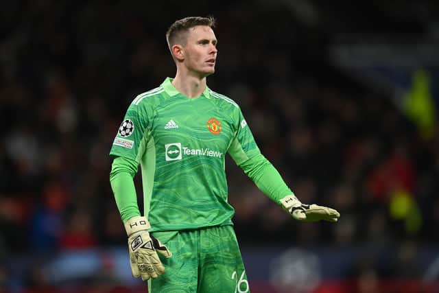 Dean Henderson of Manchester United during the UEFA Champions League group F match between Manchester United and BSC Young Boys at Old Trafford on December 08, 2021 in Manchester, England