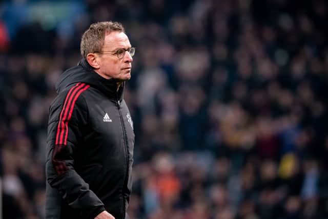 Ralf Rangnick was left frustrated by Manchester United’s performance against Aston Villa. Credit: Getty.