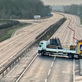 The A1 near Stamford was closed following the accident Credit: JPI