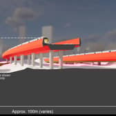 An impression of the huge concrete viaducts which could dominate parts of east Manchester if the plans for an above-ground HS2 station go ahead