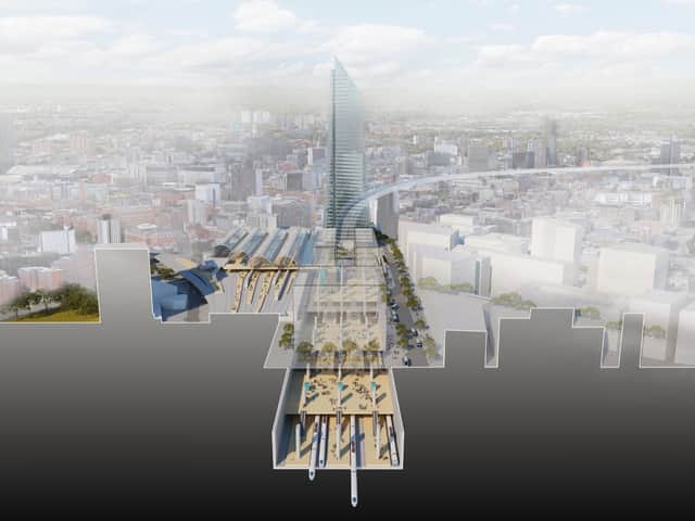 An image of a plan for an underground rail link in Manchester city centre