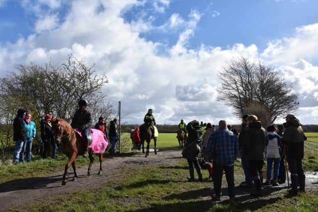 Horses being ridden at a community event on Carrington Moss. Photo; Friends of Carrington Moss