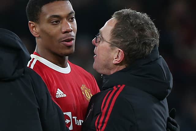 Anthony Martial with Ralf Rangnick Credit: Getty