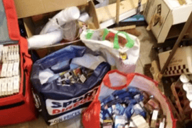Illegal tobacco products found by a sniffer dog at Superstore, in Stockport Road, Manchester Credit: MCC
