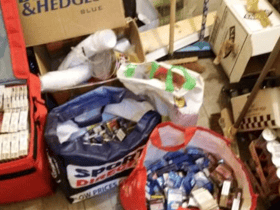 Illegal tobacco products found by a sniffer dog at Superstore, in Stockport Road, Manchester Credit: MCC