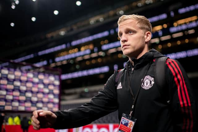 Van de Beek has spent most of his time at United on the bench. Credit: Getty.