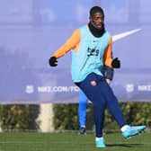 Ousmane Dembele training at Barcelona. Credit: Getty.