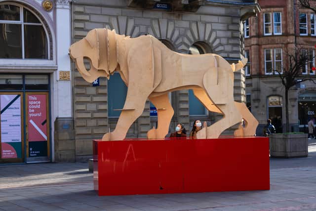 A sculpture of a tiger, commissioned by Manchester Business Improvement District, in St Ann’s Square: Photo: Manchester BID/PA