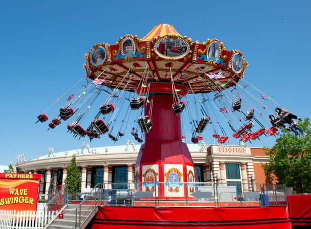 <p>The Wave Swinger at the Trafford Centre’s outdoor fairground</p>