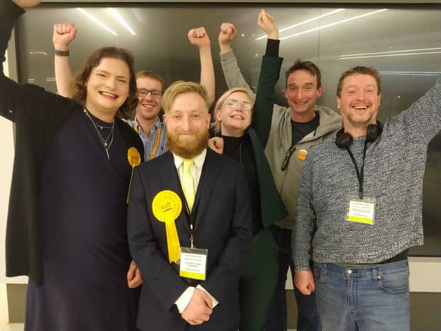 Lib Dem candidate Alan Good wins the Ancoats and Beswick by-election in Manchester. Credit: LDRS. 