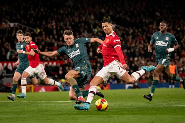 Ronaldo endured a tough night at Old Trafford. Credit: Getty.