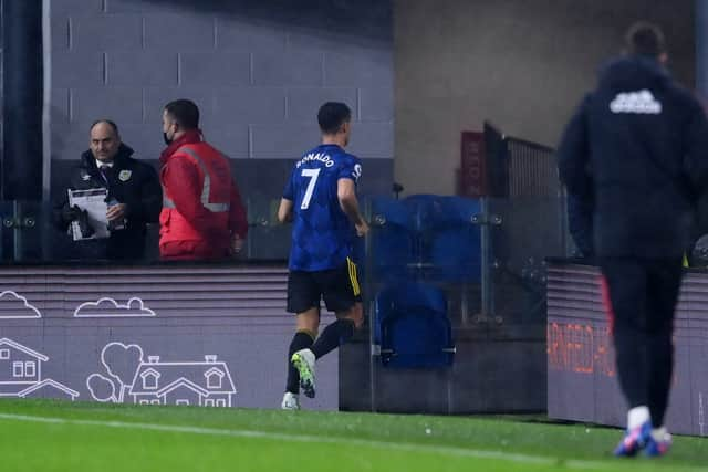 Ronaldo stormed down the tunnel at the end of the game. Credit: Getty.