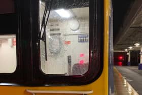 A train with a smashed window after an incident in Clifton Credit: Northn Assist