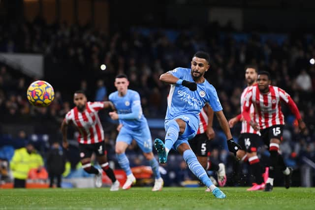 Mahrez broke the deadlock on 40 minutes. Credit: Getty.