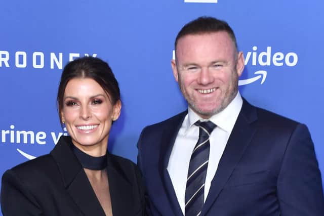 Coleen Rooney and Wayne Rooney attend the “Rooney” World Premiere at Home on February 09, 2022 in Manchester, England. (Photo by Anthony Devlin/Getty Images)