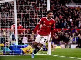 Jadon Sacho scored again for United at Old Trafford. Credit: Getty.