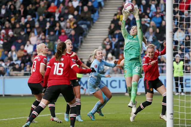 Mary Earps of Manchester United makes a save Credit: Getty