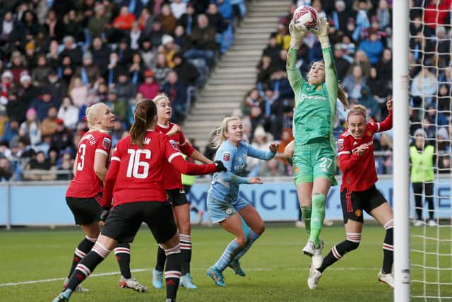 Mary Earps of Manchester United makes a save  Credit: Getty