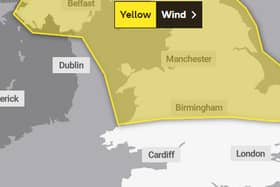 Yellow wind warning in Manchester Credit: Met Office