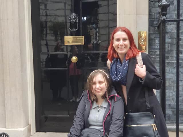 Amber and Deanne Shaw outside 10 Downing Street