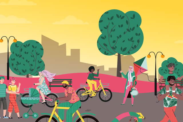 A graphic produced by Transport for Greater Manchester to promote its cycling and walking work