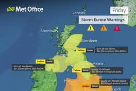 Storm Eunice warnings. Credit: The Met Office 