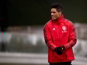 Raphael Varane in training Credit: Manchester United via Getty Images