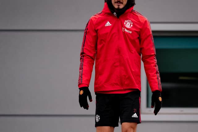 Edinson Cavani in training Credit: Manchester United via Getty Images