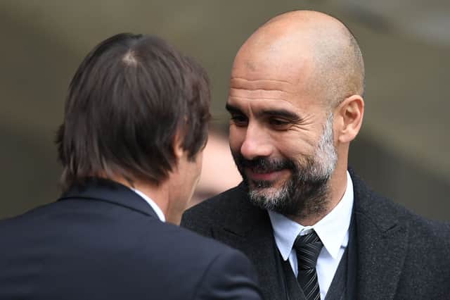 Conte beat Guardiola twice during their first season in England. Credit: Getty.