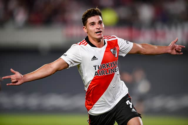 Julian Alvarez netted a hat-trick this week for River Plate. Credit: Getty.