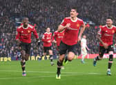 Harry Maguire, who scored United’s first goal against Leeds, was sent off last time the club faced Watford. Credit: Getty.