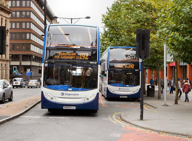 Buses in Piccadily in Manchester. Photo: David Dixon