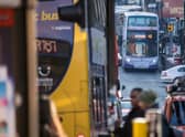Buses on Oxford Road in Manchester Credit: TFGM