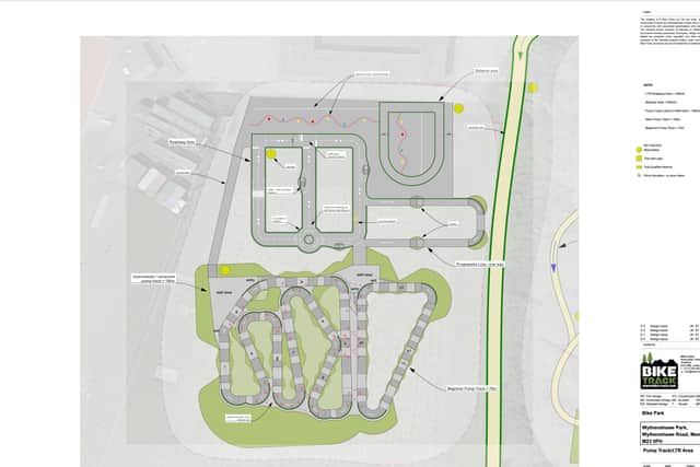 A map of the plans for the pump track and the learn to ride area