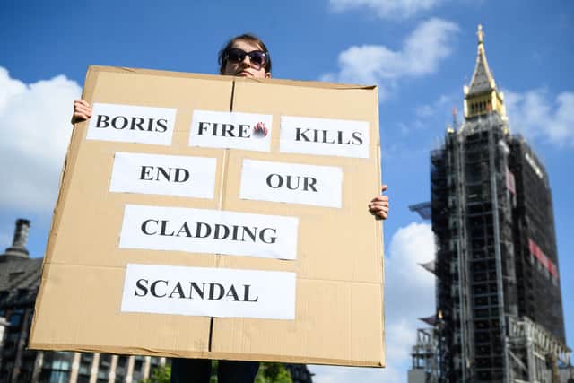 Protests have already been held in Westminster about the cladding and building safety scandals 