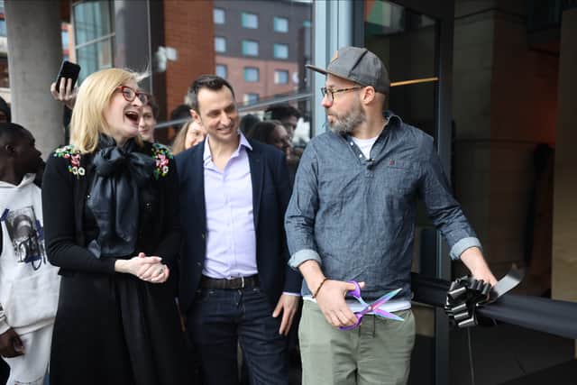 Fabian Wagner cuts the ribbon to officially open Screen and Film School Manchester