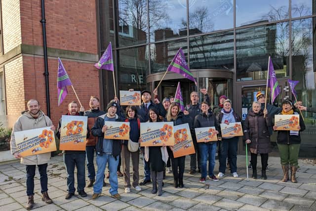 Workers in the Stand Up For Social Care campaign demanding a living wage