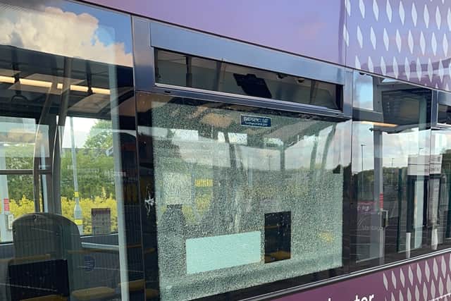 A damaged Vantage bus