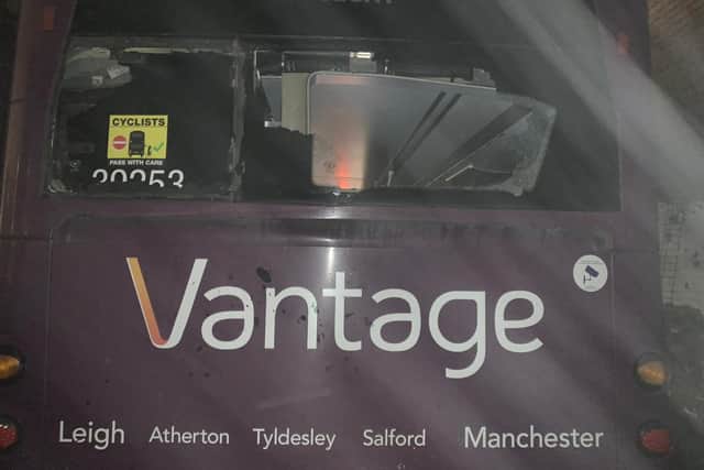Damage to a Vantage bus