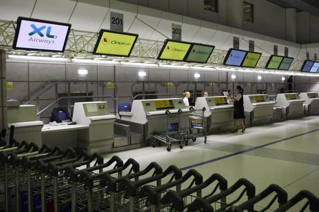 The departure hall in Manchester Airport.